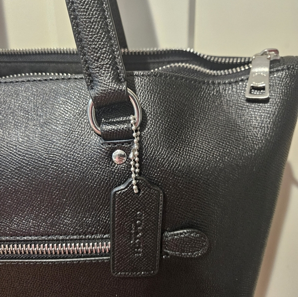 Coach Black and Silver Leather Tote Bag - Picture 3 of 8